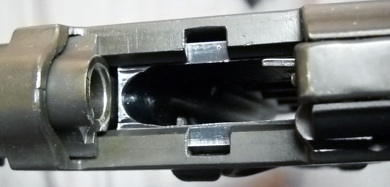 detail, P38 action, top view, open